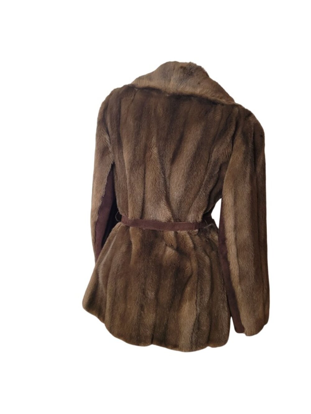 Vtg Lilli Ann Faux Fur Belted Jacket Made In England - Picture 11 of 16